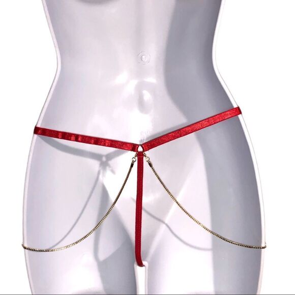 New. Sexy red panties with gold chains both sides - Picture 4 of 4